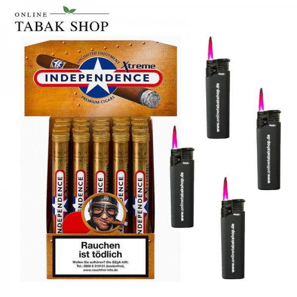 Independence Xtreme Vanilla Zigarren 20er Packung + 4 Sturmfeuerzeuge
