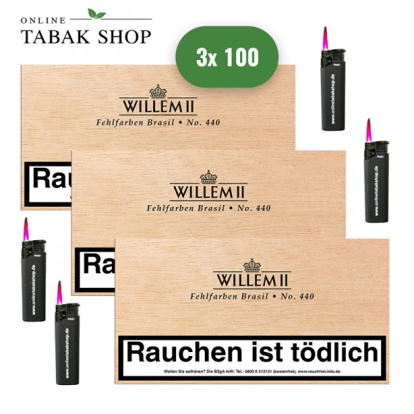 Willem II Fehlfarben No. 440 Brasil (3 x 100er) + 4 Sturmfeuerzeuge