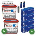 Benson & Hedges Volumentabak Red (2 x 255g) + 1.000 Hülsen (nach Wahl) + 1 Sturmfeuerzeug + 2 Feuerzeuge