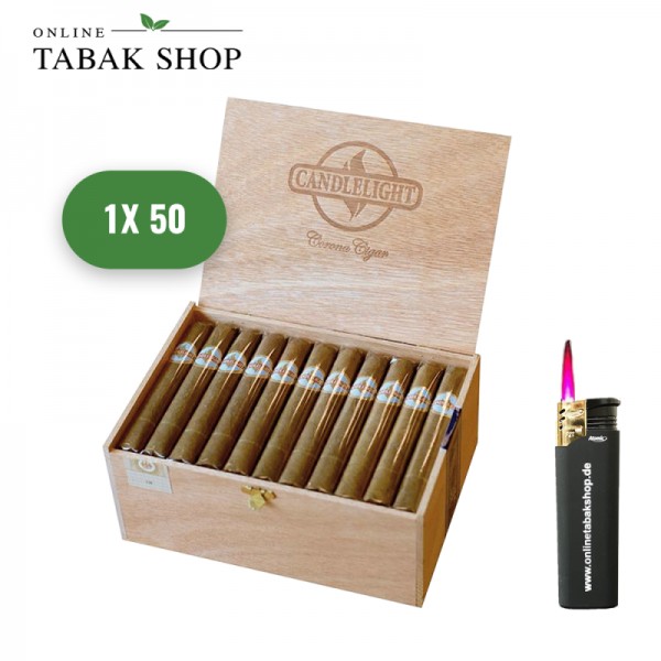 Candlelight Corona Brasil Zigarren 50er Holzkiste + 1 Sturmfeuerzeug