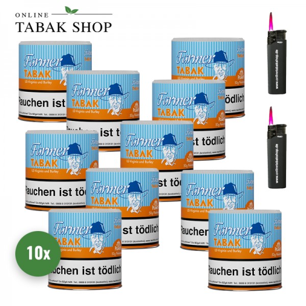 Farmer Pfeifentabak (10 x 50g) + 2 Sturmfeuerzeuge