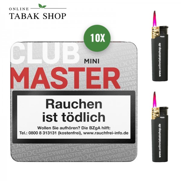Clubmaster Mini Red (10 x 20er) + 2 Sturmfeuerzeuge