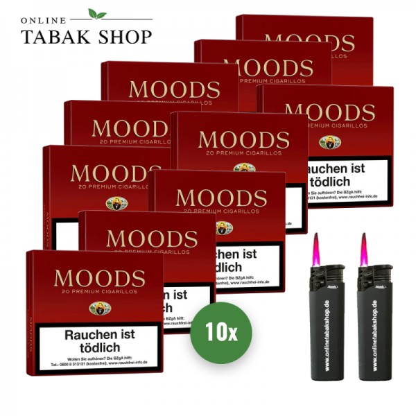Dannemann Moods ohne Filter (10 x 20er) + 2 Sturmfeuerzeuge