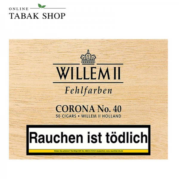 Willem II Fehlfarben Corona No. 40 Zigarren 50er Holzkiste