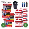 Winston Red Titan Tabak (4 x 270g) + 2.000 Hülsen (wählbar) + 1 Sturmfeuerzeug + 2 Feuerzeuge + Coney KFZ-Ascher