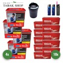 Winston Red Titan Tabak (4 x 270g) + 2.000 Hülsen (wählbar) + 1 Sturmfeuerzeug + 2 Feuerzeuge + Coney KFZ-Ascher