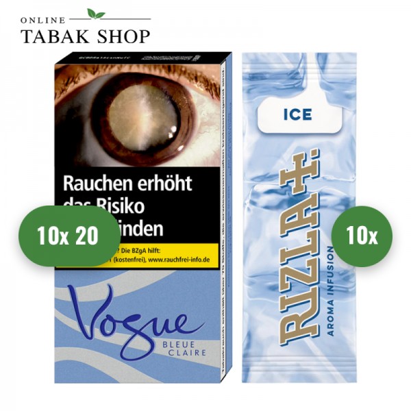 Vogue Bleue Claire (10 x 20er) + 10 Rizla Ice Karten
