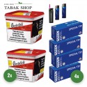 Chesterfield Volumentabak Red (2 x 255g) + 1.000 Hülsen (nach Wahl) + 1 Sturmfeuerzeug + 2 Feuerzeuge