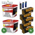 Chesterfield Volumentabak Red (2 x 255g) + 1.000 Hülsen (nach Wahl) + 1 Sturmfeuerzeug + 2 Feuerzeuge