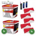 Chesterfield Volumentabak Red (2 x 255g) + 1.000 Hülsen (nach Wahl) + 1 Sturmfeuerzeug + 2 Feuerzeuge