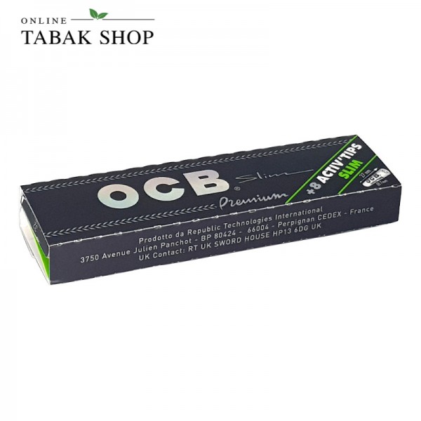 OCB Premium Long Slim Black Blättchen + 8 Activ'Tips