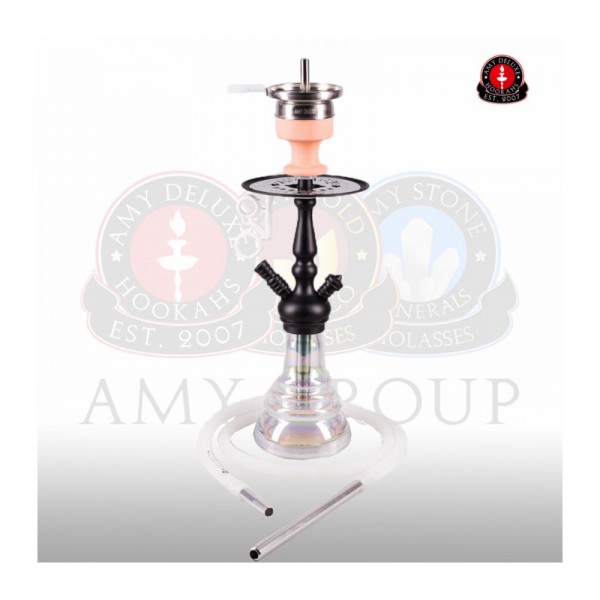 Amy Deluxe Shisha 340R Little Zuri Rainbow Clear (Matt Schwarze Säule) (62cm)