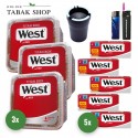 West Red Tabak Titan Box (3 x 280g) + 1.000 Hülsen + 1 Sturmfeuerzeug + 1 Feuerzeug + 1 KFZ- Aschenbecher