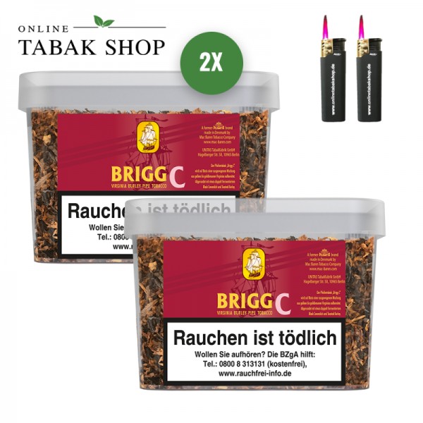 Brigg C Pfeifentabak (2 x 350g) + 2 Sturmfeuerzeuge