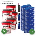Mark 1 Tabak (5 x 320g) + 3.000 Hülsen (wählbar) + 2 Feuerzeuge + 1 Sturmfeuerzeug
