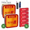 Pall Mall Volumentabak (2 x 263g) + 1.000 Hülsen (wählbar) + 1 Sturmfeuerzeug + 1 Feuerzeug