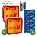 Pall Mall Volumentabak (2 x 263g) + 1.000 Hülsen (wählbar) + 1 Sturmfeuerzeug + 1 Feuerzeug