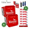 Winston Volumentabak Red (2 x 180g) + Winston Hülsen (wählbar) + 2 Feuerzeuge + 2 Sturmfeuerzeuge