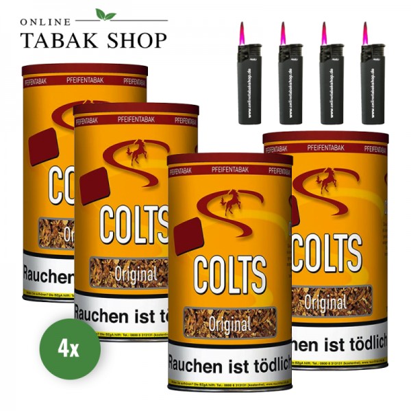 Colts Original Pfeifentabak (4 x 170g) + 4 Sturmfeuerzeuge