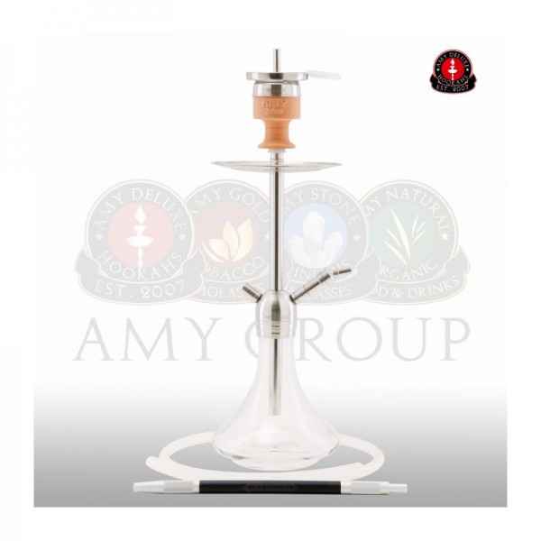Amy Deluxe Shisha SS13 Little Stick Clear mit Edelstahl Säule (62cm)