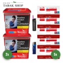 Winston Red Tabak (2 x 270g) + 1000 Hülsen (wählbar) + 1 Sturmfeuerzeug + 1 Feuerzeug