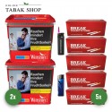 Winston Red Tabak (2 x 270g) + 1000 Hülsen (wählbar) + 1 Sturmfeuerzeug + 1 Feuerzeug