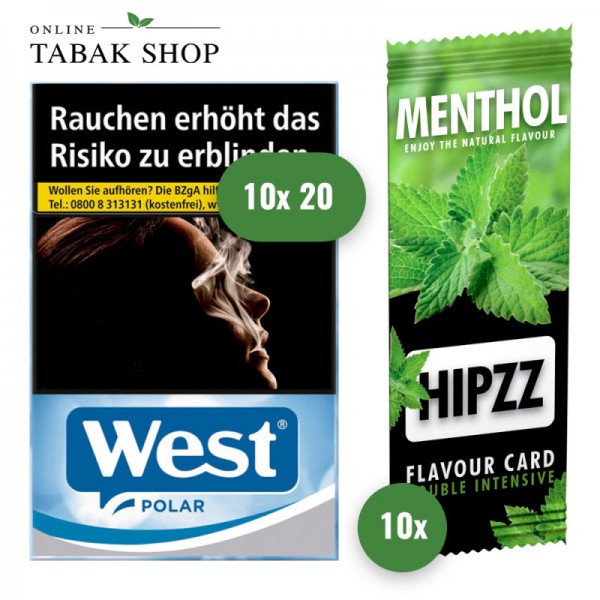 West Polar (10 x 20er) + 10 x Menthol Karten Hipzz