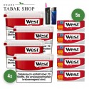 West Red Tabak (4 x 115g) Eimer + 1.000 Hülsen (wählbar) + 1 Sturmfeuerzeug + 1 Feuerzeug