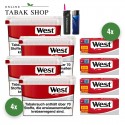 West Red Tabak (4 x 115g) Eimer + 1.000 Hülsen (wählbar) + 1 Sturmfeuerzeug + 1 Feuerzeug