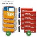 Denim Tabak (4 x 220g) Eimer + 2.000 Hülsen (wählbar) + 2 Sturmfeuerzeuge + 2 Feuerzeuge