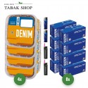 Denim Tabak (4 x 220g) Eimer + 2.000 Hülsen (wählbar) + 2 Sturmfeuerzeuge + 2 Feuerzeuge