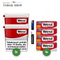 West Red Tabak (2 x 170g) Eimer + 1.000 Hülsen (wählbar) + 1 Sturmfeuerzeug + 1 Feuerzeug