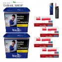 Winston Blue (2 x 180g) + 1.000 Hülsen + 1 Sturmfeuerzeug + 1 Feuerzeug
