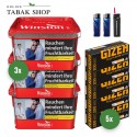 Winston Tabak Rot (3 x 125g) + 1.000 Hülsen (wählbar) + 2 Feuerzeuge + 1 Sturmfeuerzeug