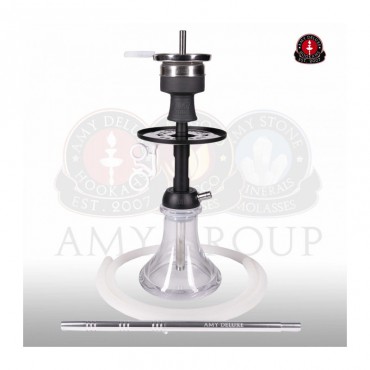 Amy Deluxe Shisha 116.03 Alu Mini Bag Clear (mit Tasche) (Matt schwarze Säule) (45cm)