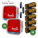 Burton Tabak Red (2 x 270g) + 1.000 Hülsen (wählbar) + 2 Feuerzeuge + 1 Sturmfeuerzeug