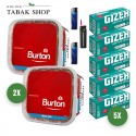 Burton Tabak Red (2 x 270g) + 1.000 Hülsen (wählbar) + 2 Feuerzeuge + 1 Sturmfeuerzeug