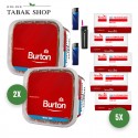 Burton Tabak Red (2 x 270g) + 1.000 Hülsen (wählbar) + 2 Feuerzeuge + 1 Sturmfeuerzeug