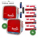 Burton Tabak Red (2 x 270g) + 1.000 Hülsen (wählbar) + 2 Feuerzeuge + 1 Sturmfeuerzeug