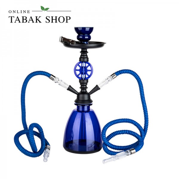 Shisha "One Circle" in Blau mit 2 Schläuchen, 35 cm