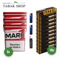 Mark 1 Tabak (3 x 320g) + 2.000 Hülsen (wählbar) + 2 Feuerzeuge + 1 Sturmfeuerzeug