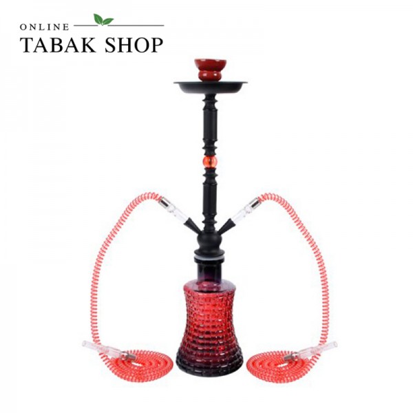 Shisha "Big Mike" in Rot mit 2 Schläuchen, 58 cm