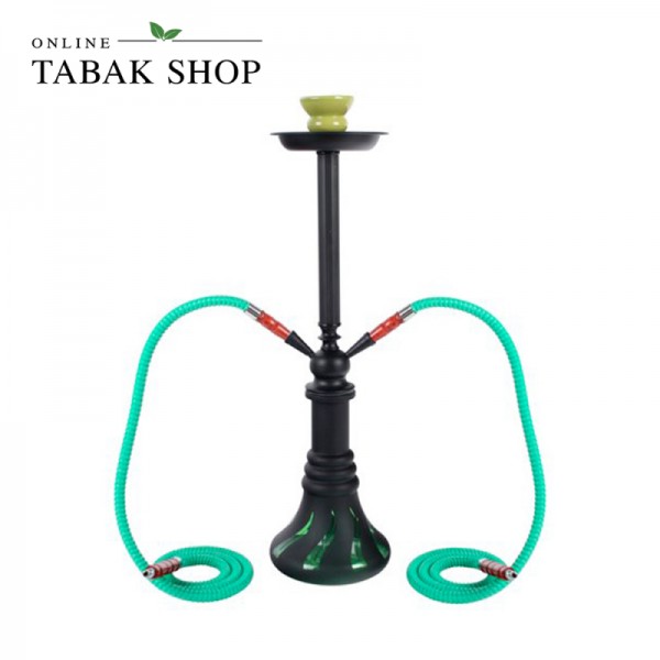 Shisha "Devil" in Grün mit 2 Schläuchen, 57 cm