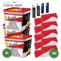 Chesterfield Volumentabak Red (3 x 255g) + 2.000 Hülsen (nach Wahl) + 2 Sturmfeuerzeuge + 2 Feuerzeuge