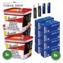 Chesterfield Volumentabak Red (3 x 255g) + 2.000 Hülsen (nach Wahl) + 2 Sturmfeuerzeuge + 2 Feuerzeuge