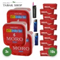 Moro Tabak (3 x 245g) + 2000 Hülsen (wählbar) + 2 Feuerzeuge + 1 Sturmfeuerzeug