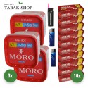 Moro Tabak (3 x 245g) + 2000 Hülsen (wählbar) + 2 Feuerzeuge + 1 Sturmfeuerzeug