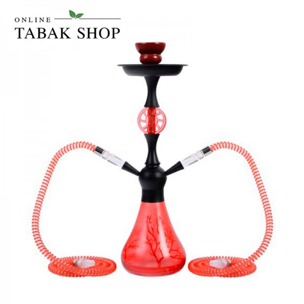 Shisha "Branch" in Rot mit 2 Schläuchen, 44 cm