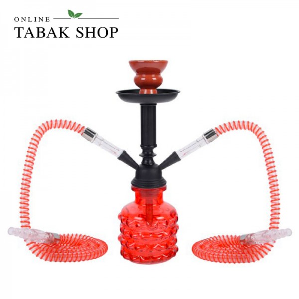 Shisha "Smarty" in Rot mit 2 Schläuchen, 32 cm