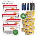 PARAMOUNT (5 x 125g) + 2.000 WEST Hülsen (wählbar) + 2 Sturmfeuerzeuge + 3 Feuerzeuge